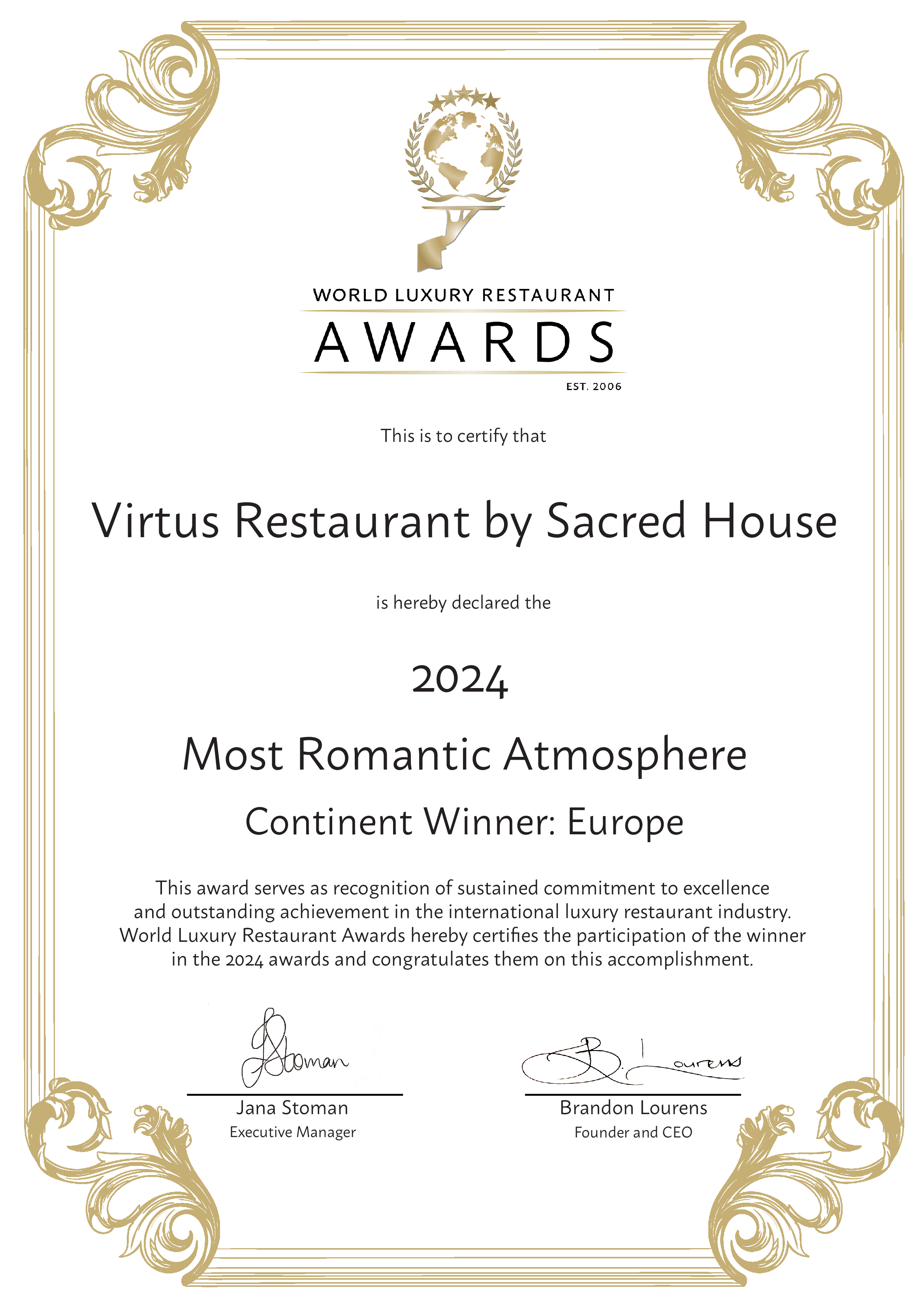 Most Romantic Atmosphere - Continent Winner Europe 2024