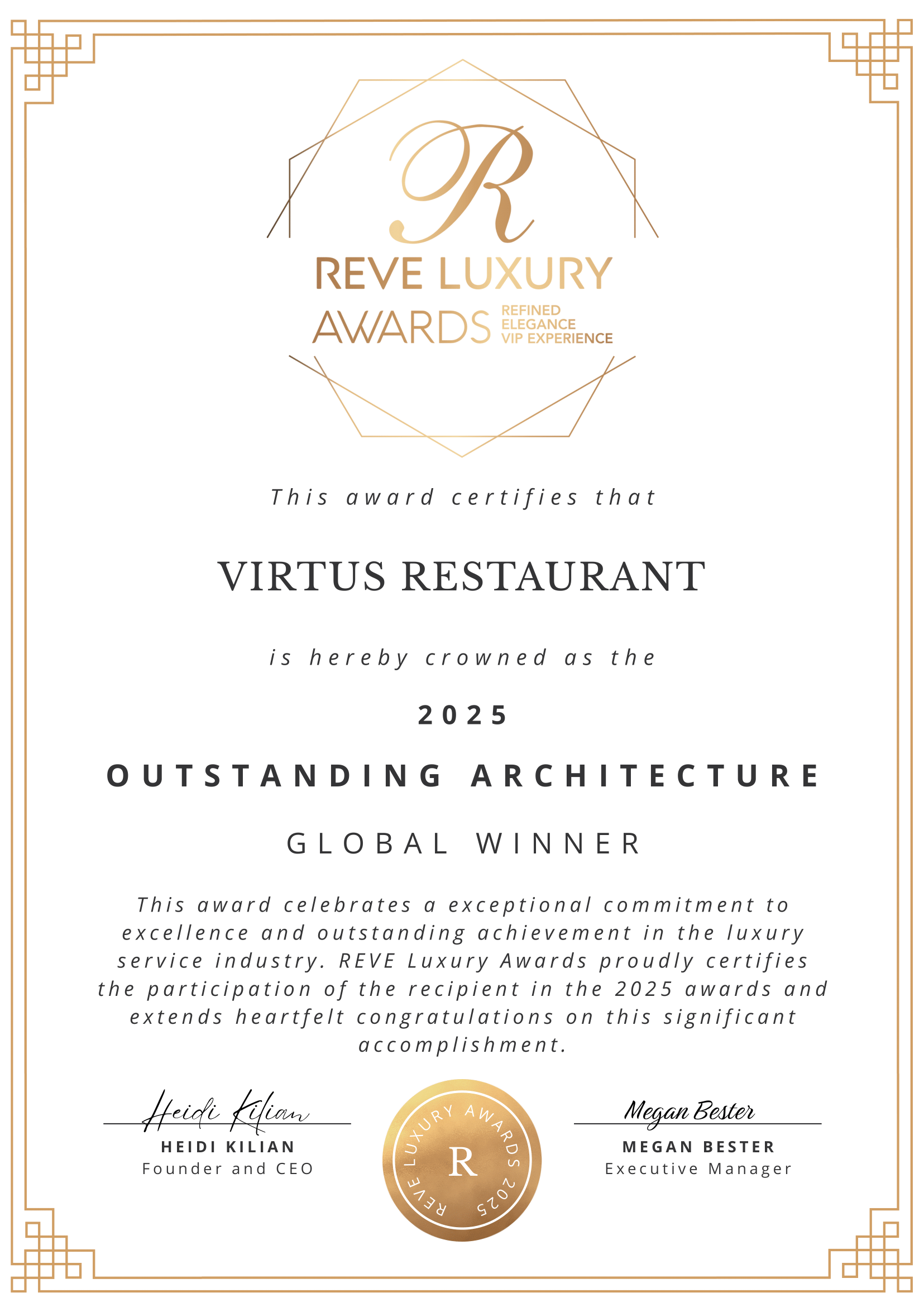 Outstanding Architecture - Global Winner 2025